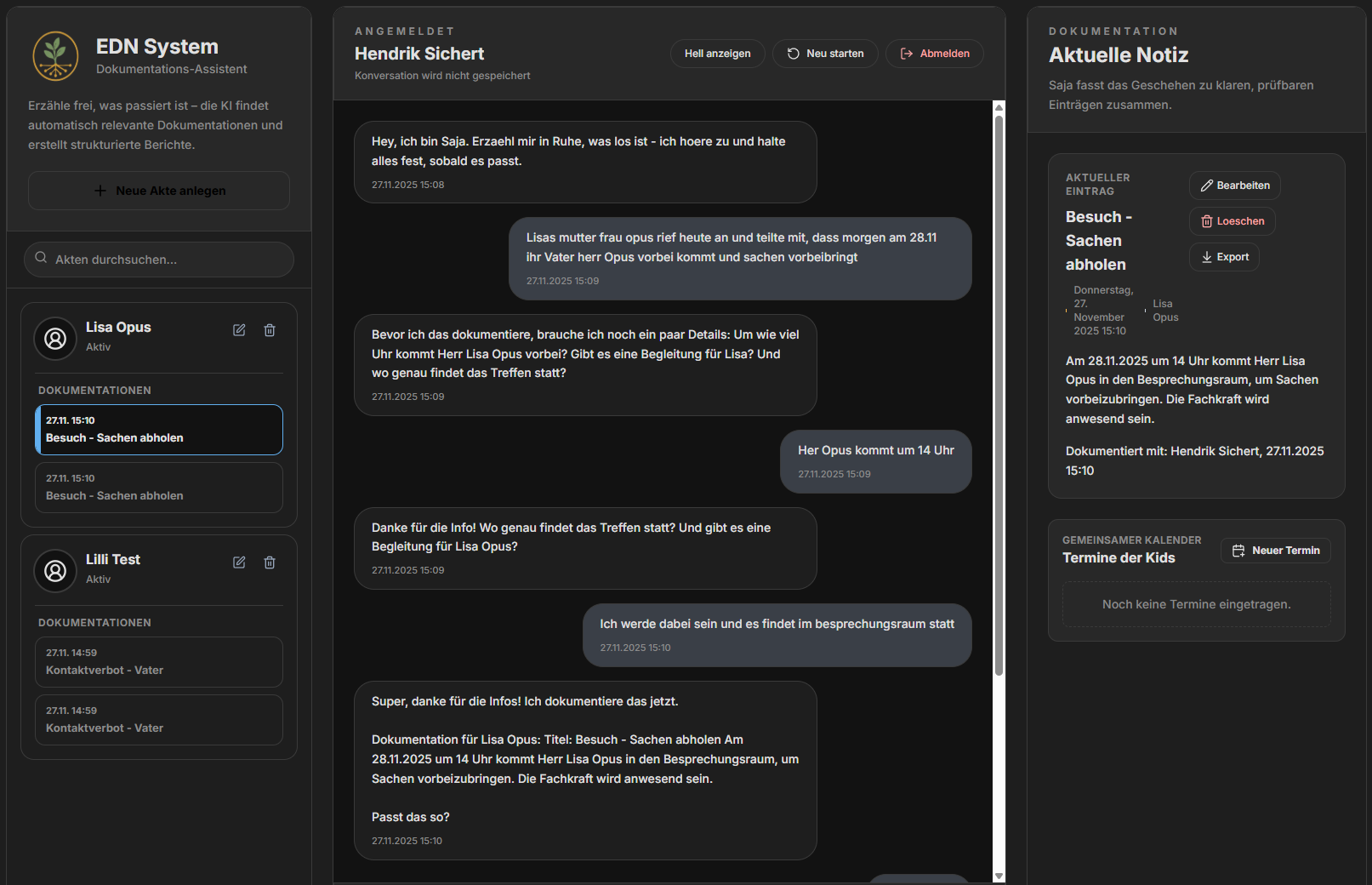Saja Interface - Dokumentation als Gespräch